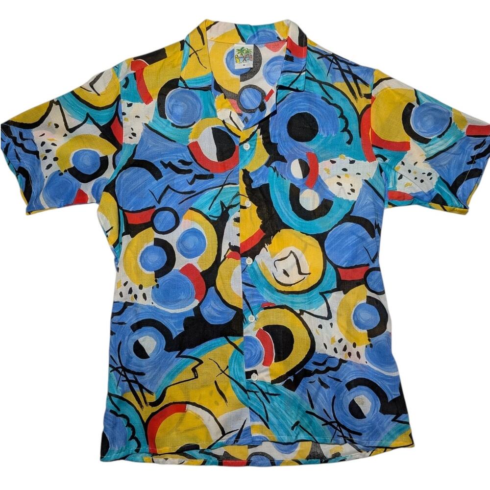 Vintage Oceanaire‎ Abstract Art Camp Collar Hawaiian Style Shirt Size Medium